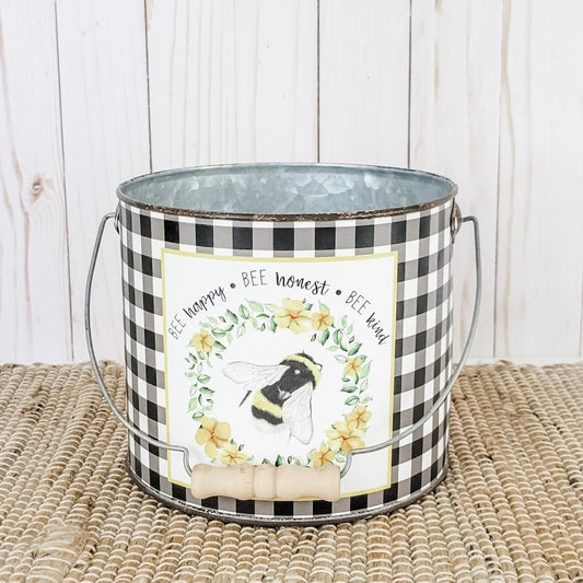 Black and White Gingham Bee Bucket