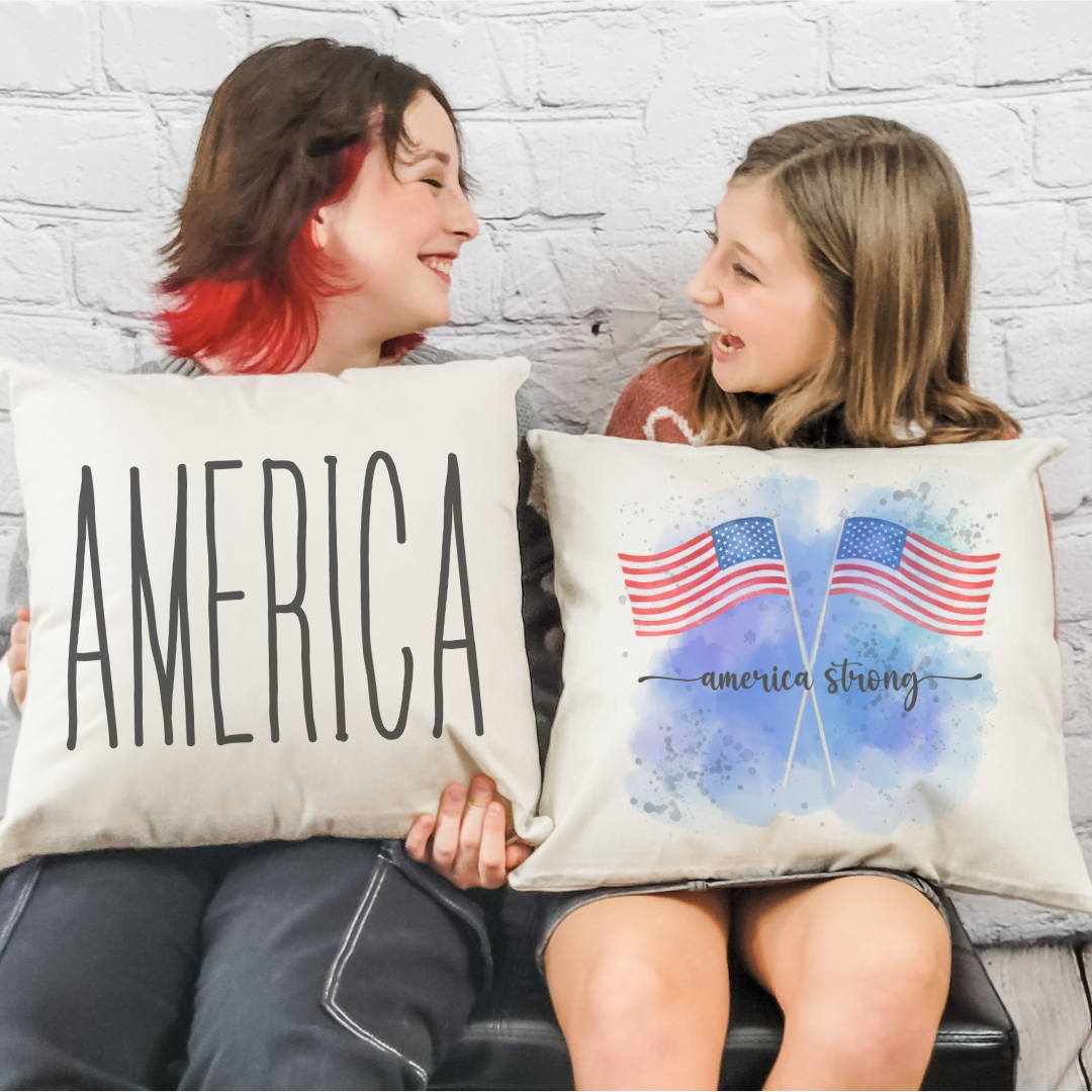 America Tall Text Pillow Cover