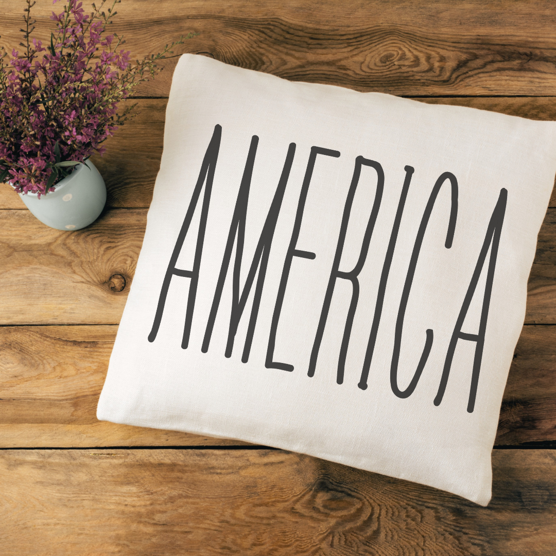 America Tall Text Pillow Cover