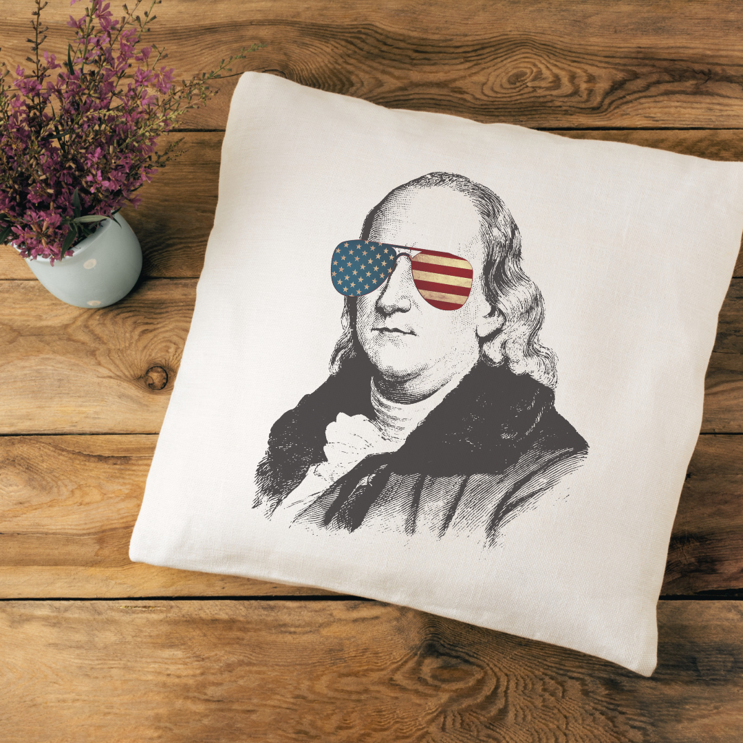 Benjamin Franklin Sunglasses Pillow Cover
