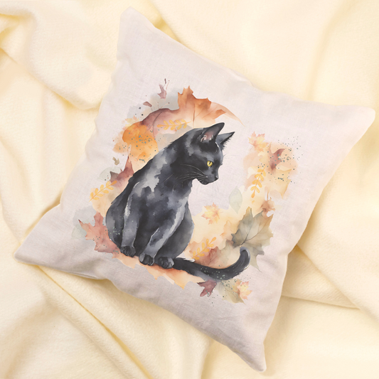 Black Cat Art Pillow Cover