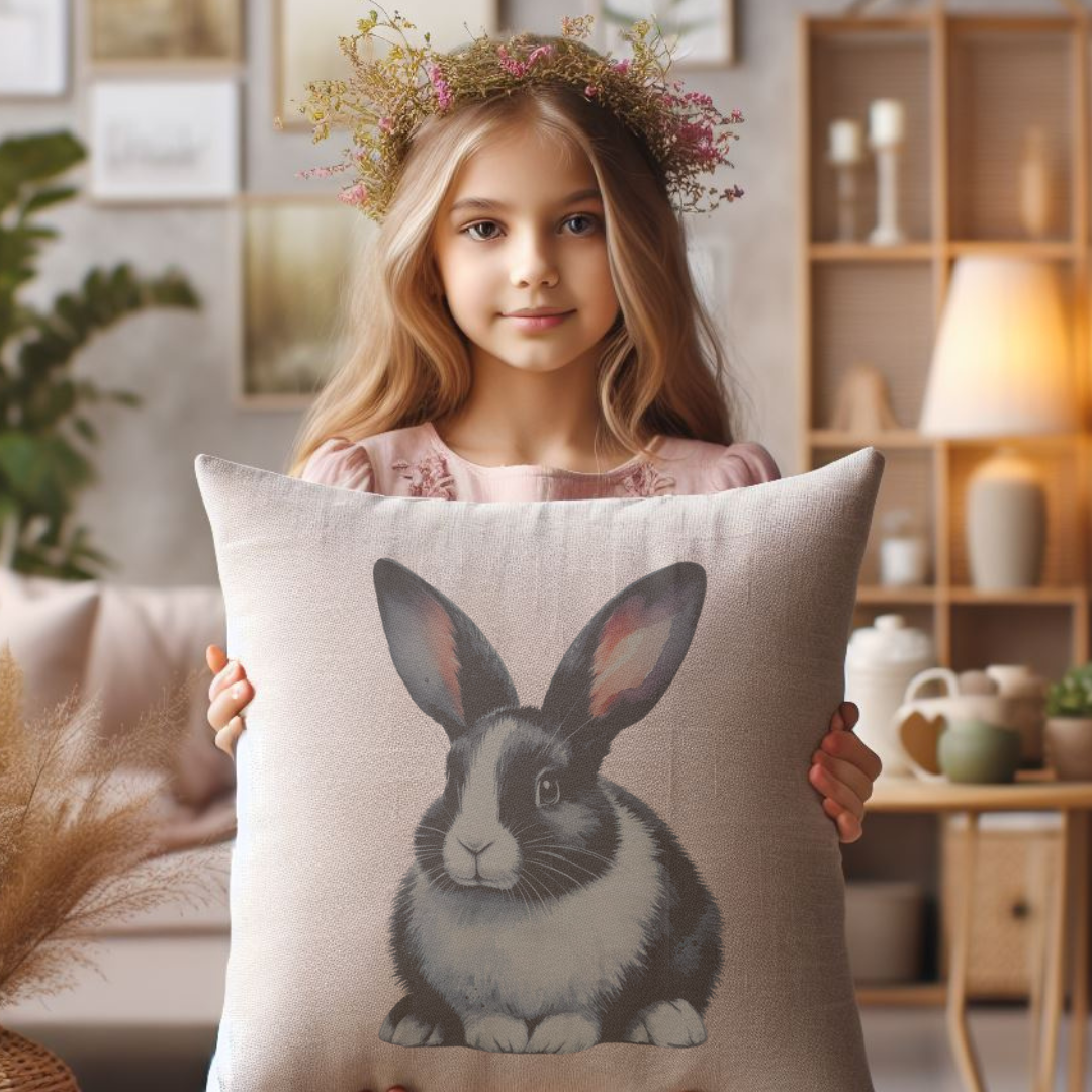 Black and White Rabbit Pillow Cover