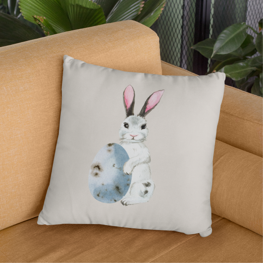 Blue Egg Bunny Pillow Cover