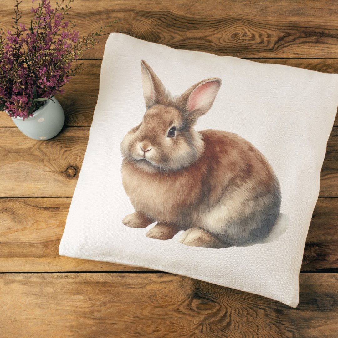Brown Rabbit Pillow Cover