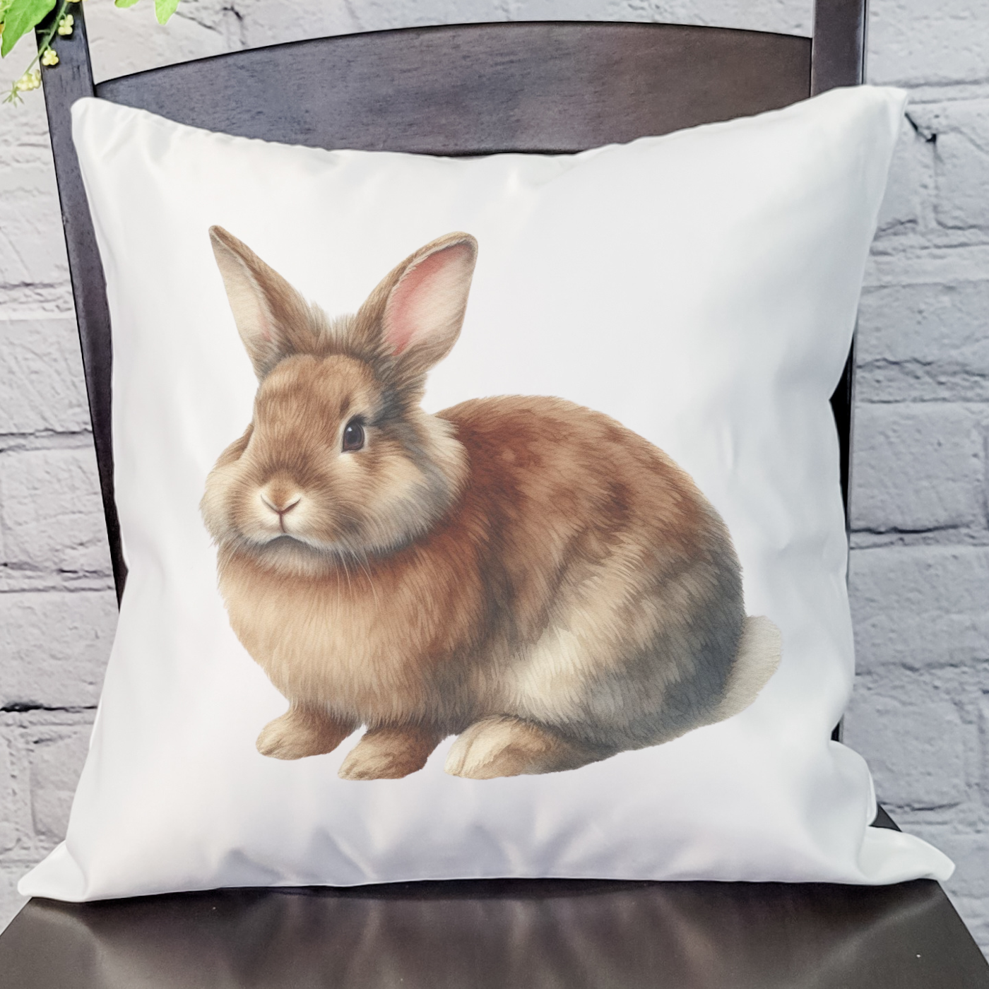 Brown Rabbit Pillow Cover