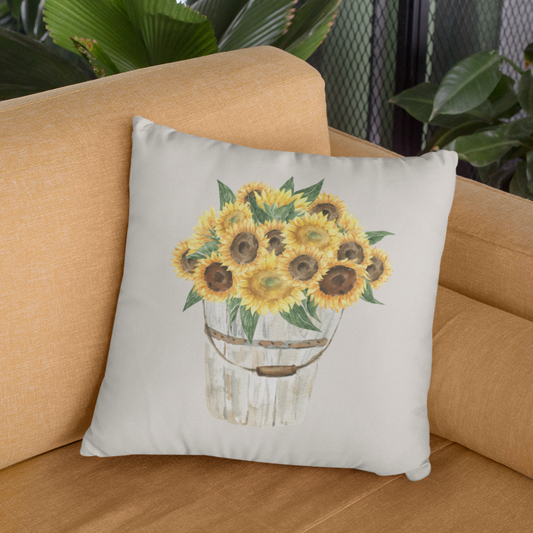 Bucket of Sunflowers Pillow Cover