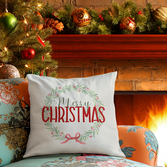 Christmas Berry Wreath Pillow Cover