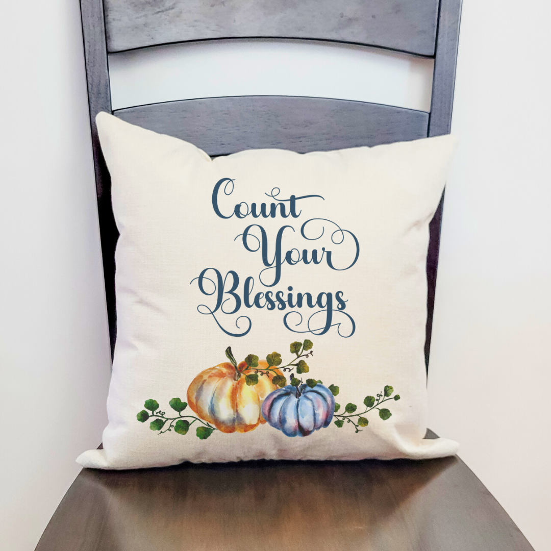 Count Your Blessings Blue Pillow Cover