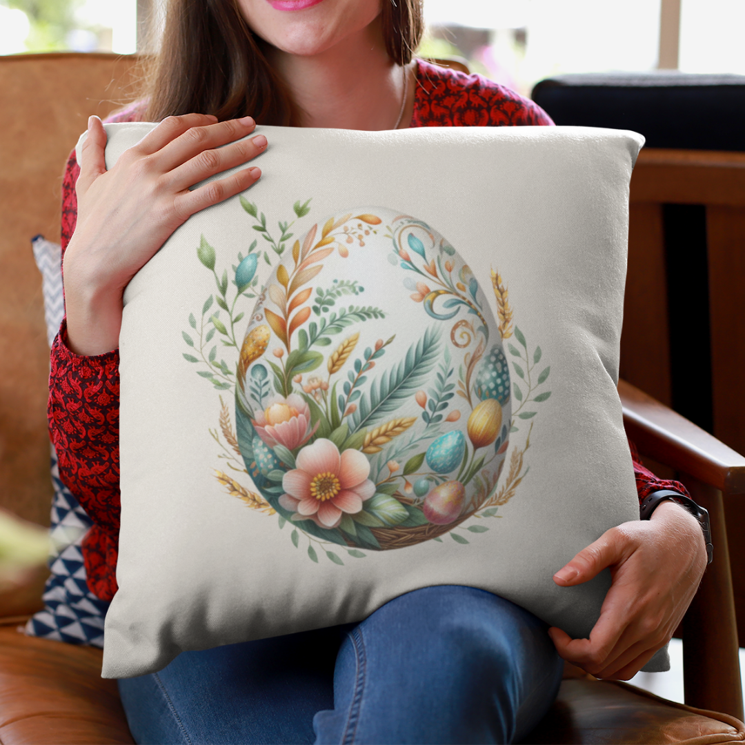 Decorated Egg Pillow Cover