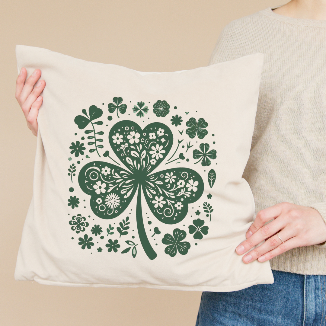 Floral Shamrock Pillow Cover