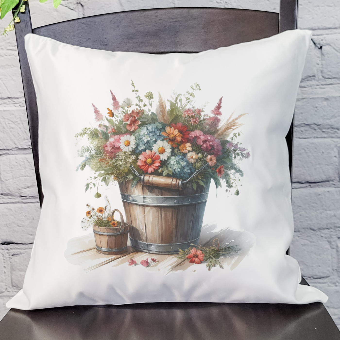 Flower Bucket Pillow Cover