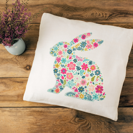 Flower Bunny Pillow Cover