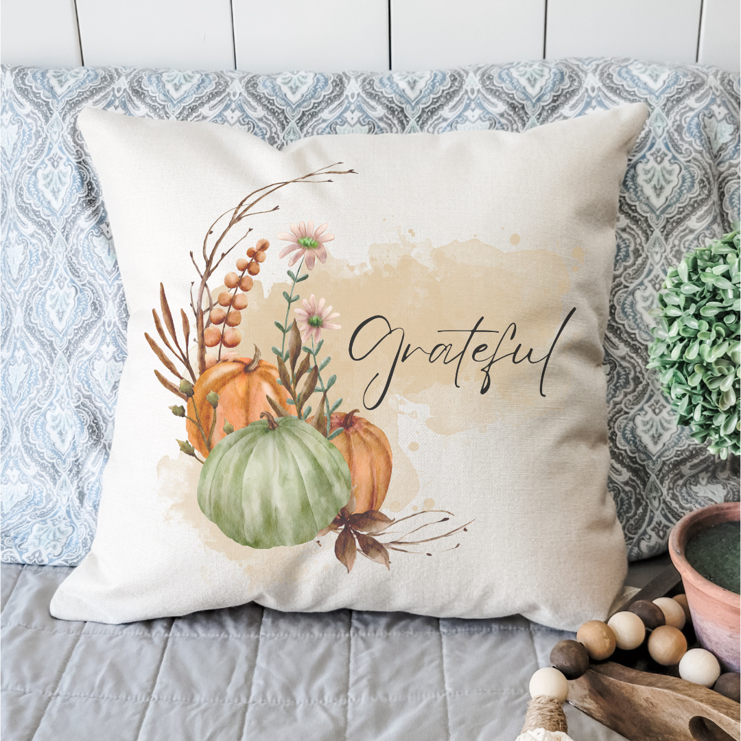 Grateful Pumpkins Pillow Cover