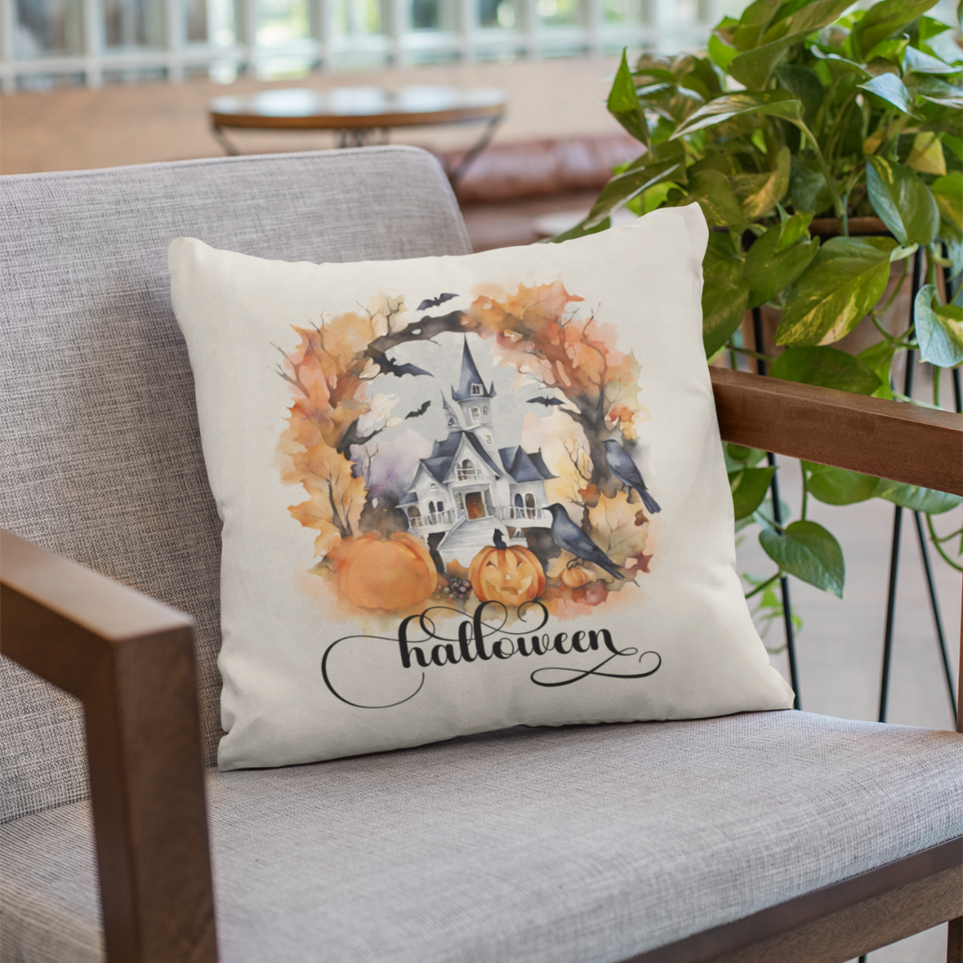 Halloween Scene House Pillow Cover