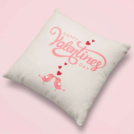 Happy Valentine's Day Birds Pillow Cover