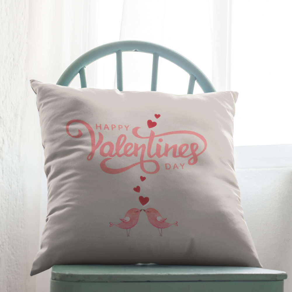 Happy Valentine's Day Birds Pillow Cover