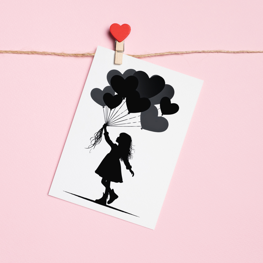 Heart Balloon Silhouette Digital Download
