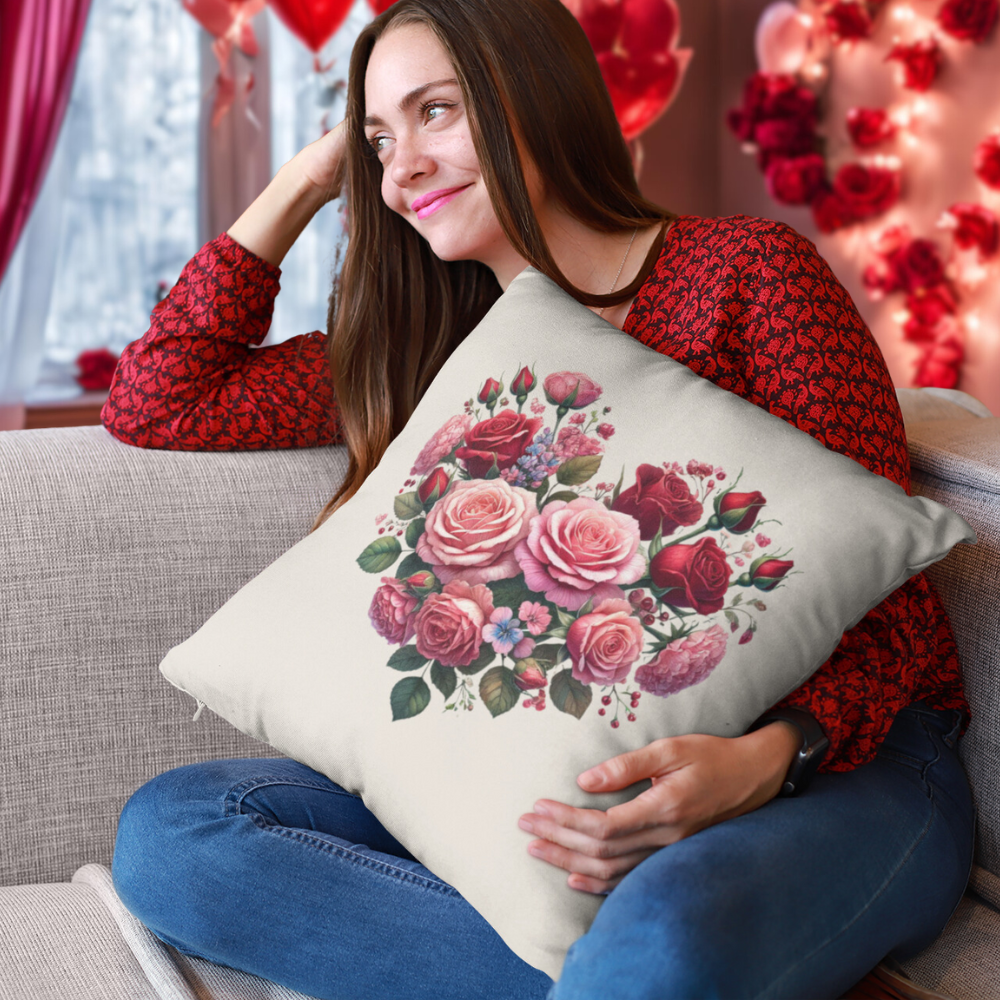 Heart Bouquet Pillow Cover