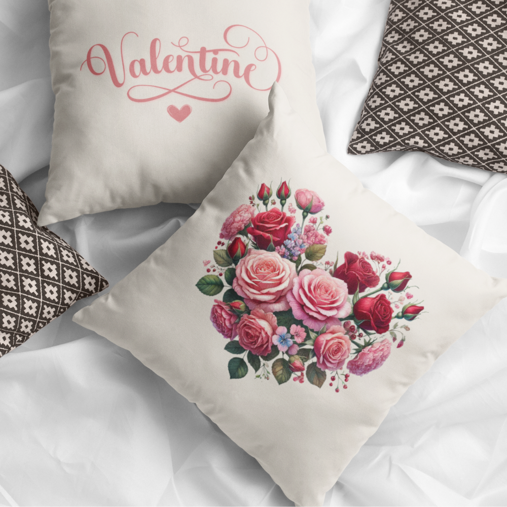 Heart Bouquet Pillow Cover