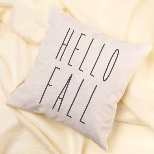 Hello Fall Text Pillow Cover