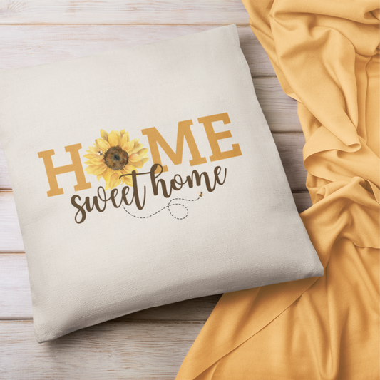 Home Sweet Home Sunflower Pillow Cover