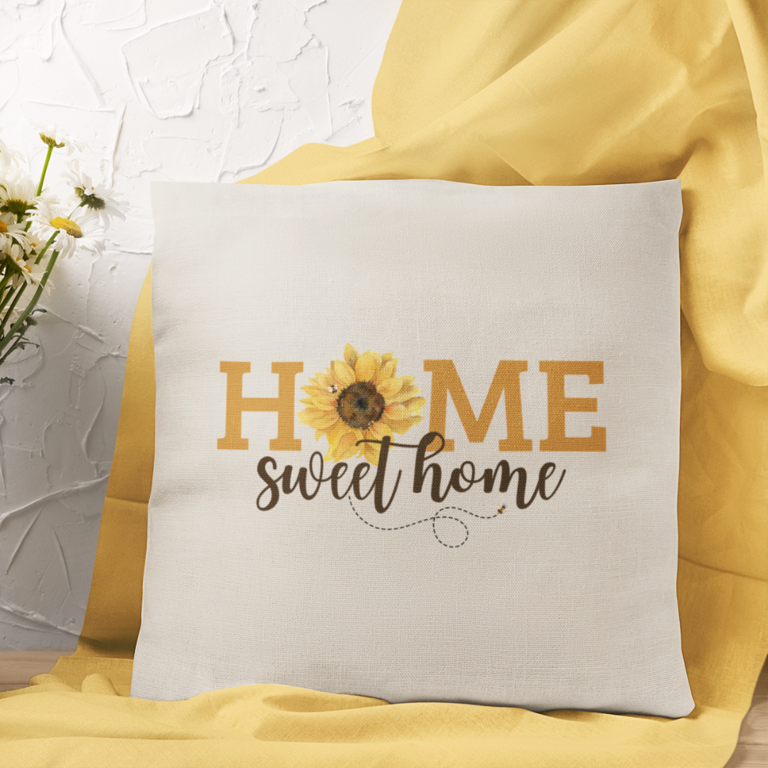 Home Sweet Home Sunflower Pillow Cover