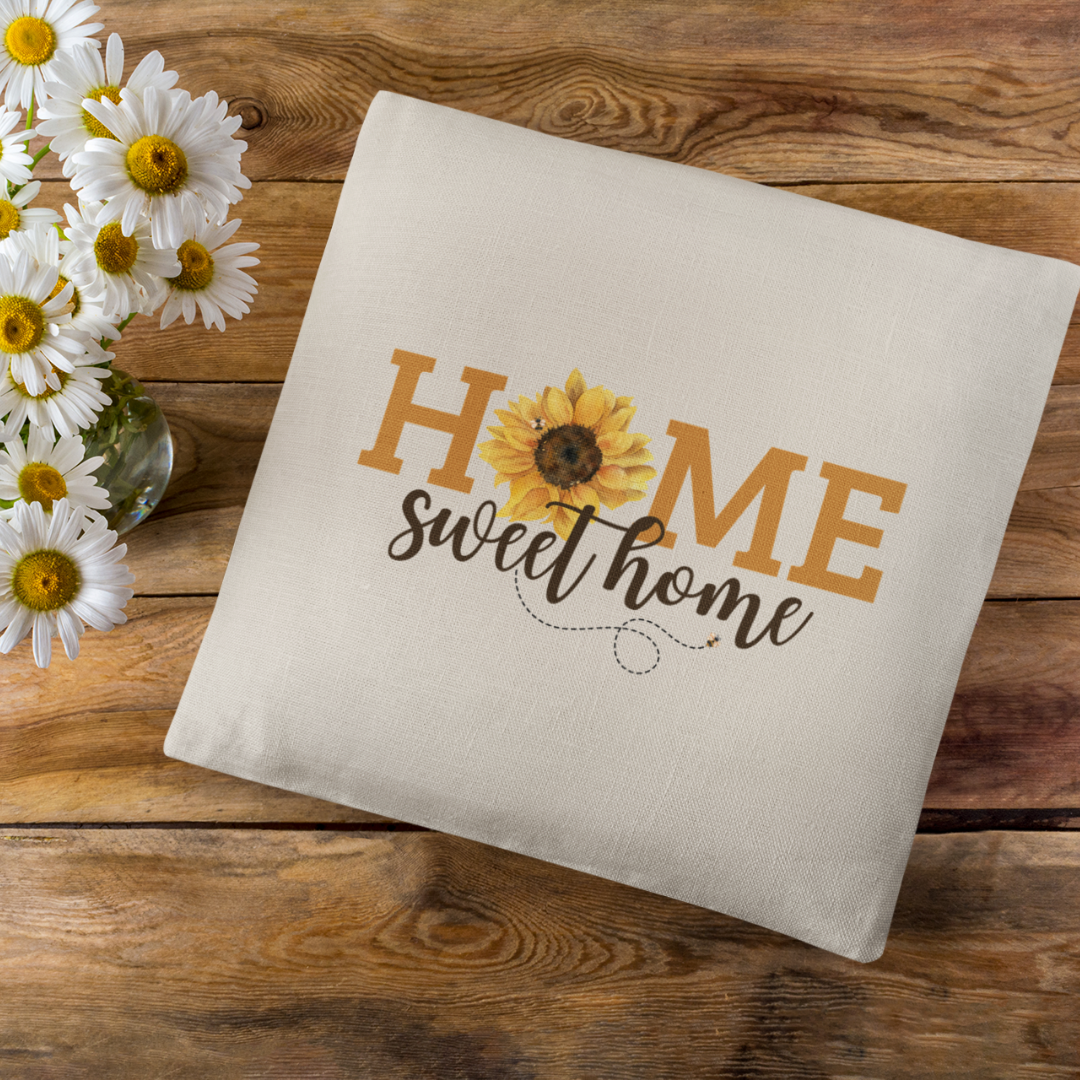 Home Sweet Home Sunflower Pillow Cover