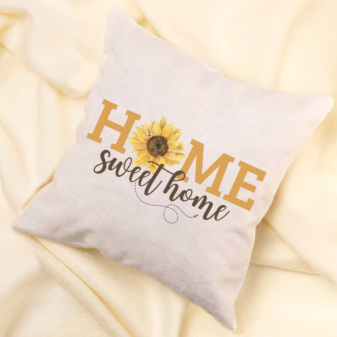 Home Sweet Home Sunflower Pillow Cover