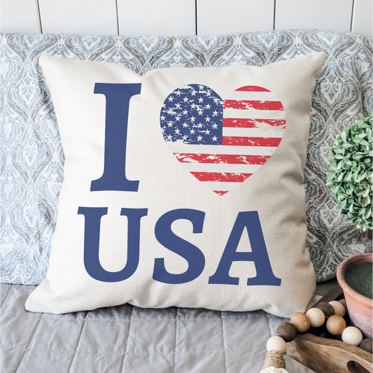 I Heart USA Pillow Cover
