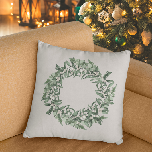 Mistletoe Wreath Pillow Cover