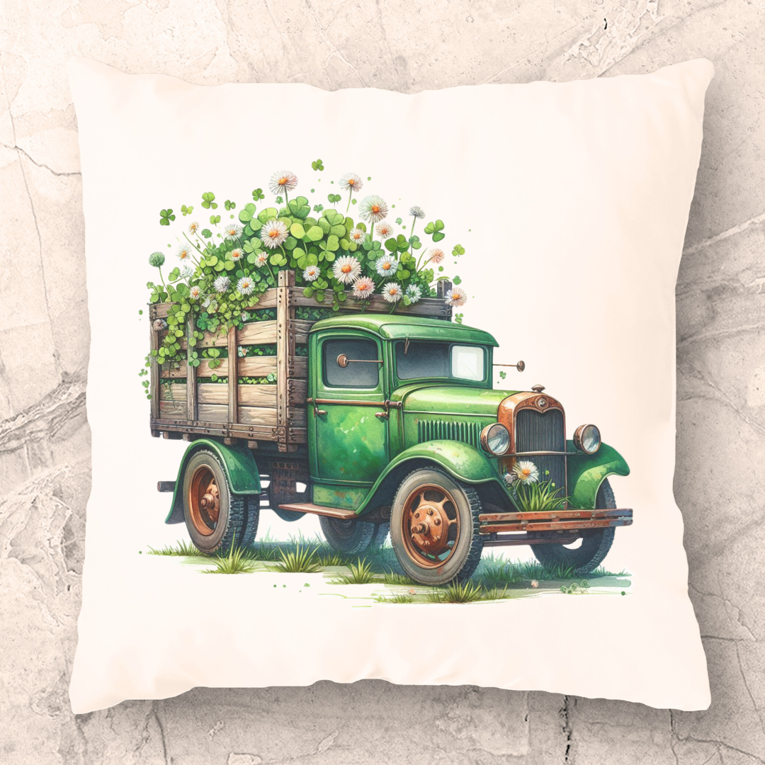Old Fashioned Clover Truck Pillow Cover