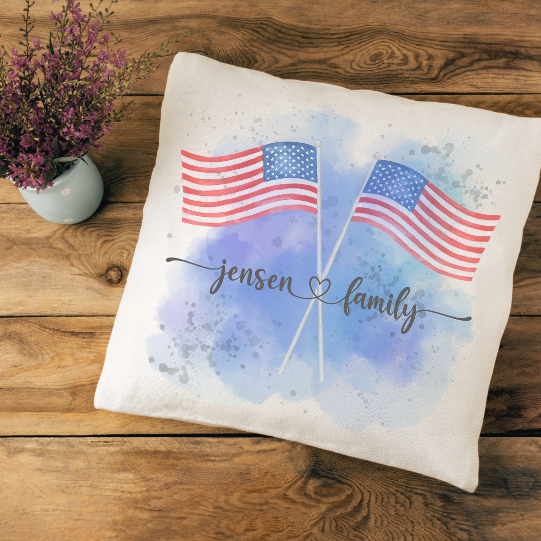 Personalized American Flags Pillow Cover