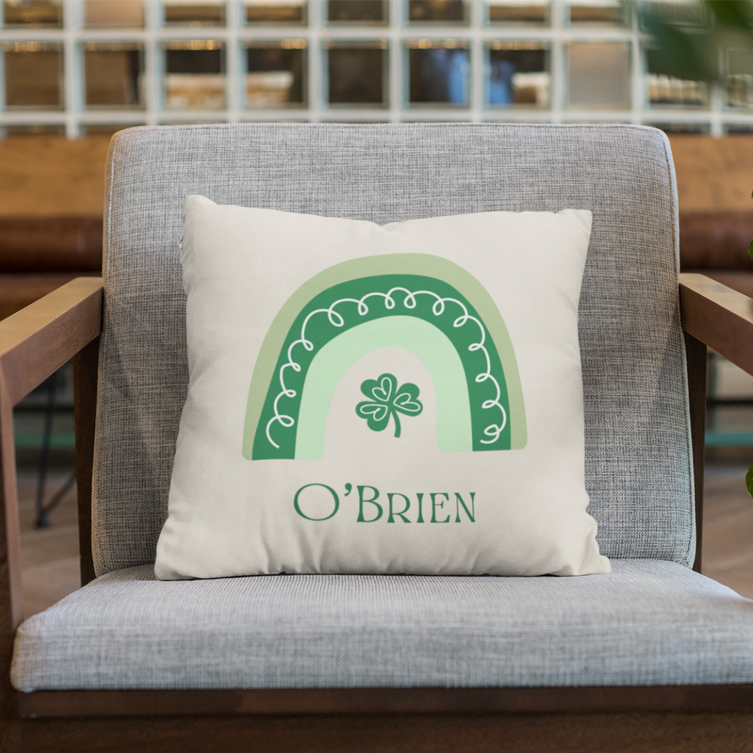 Personalized Boho Green Rainbow Pillow Cover