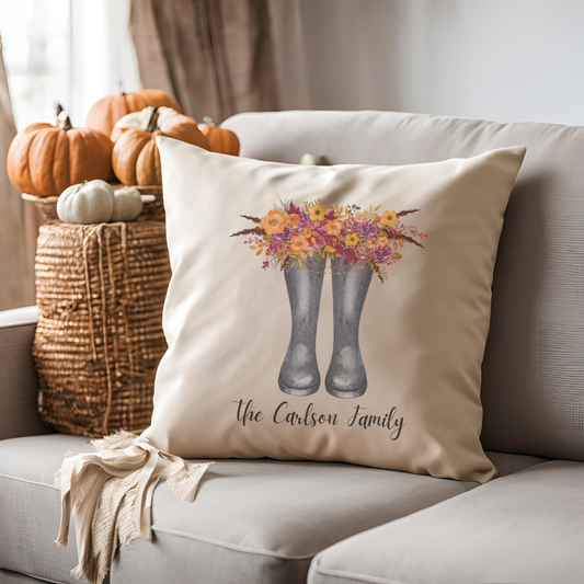 Personalized Fall Boots Pillow Cover