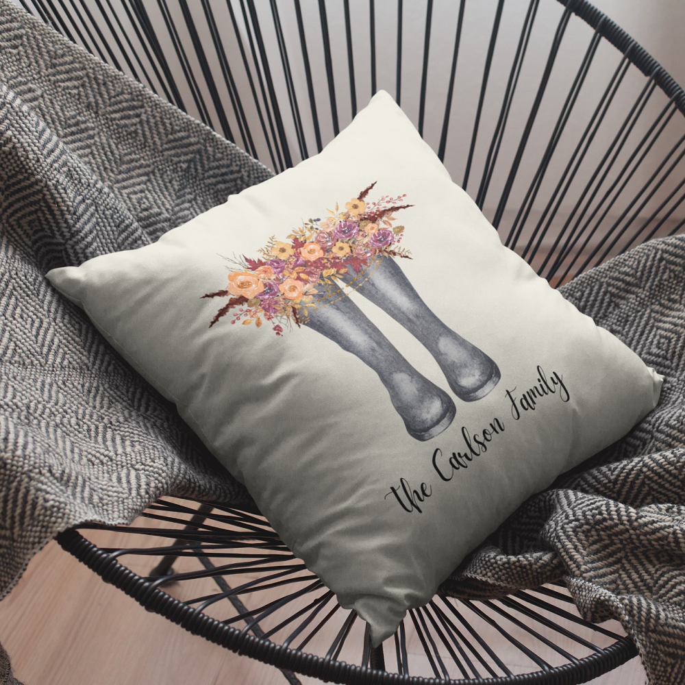 Personalized Fall Boots Pillow Cover
