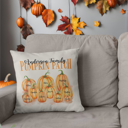 Personalized Family Pumpkin Patch Pillow Cover