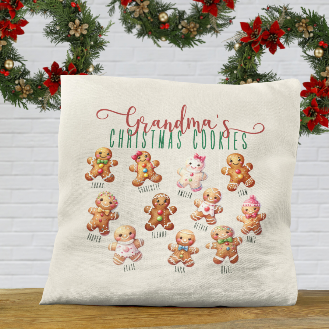 Personalized Grandma's Christmas Cookies/Holiday Treats Pillow Cover