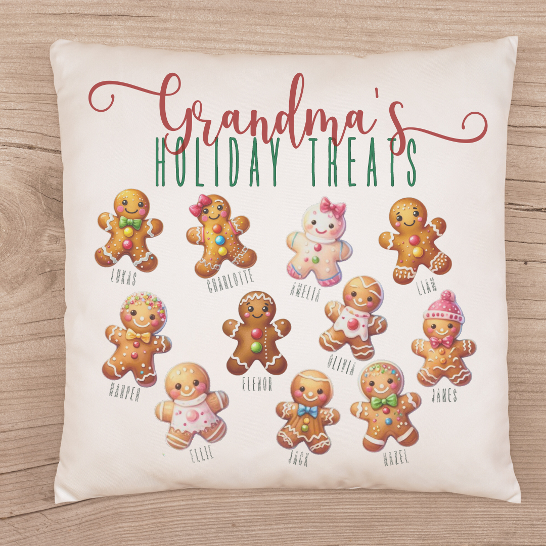 Personalized Grandma's Christmas Cookies/Holiday Treats Pillow Cover