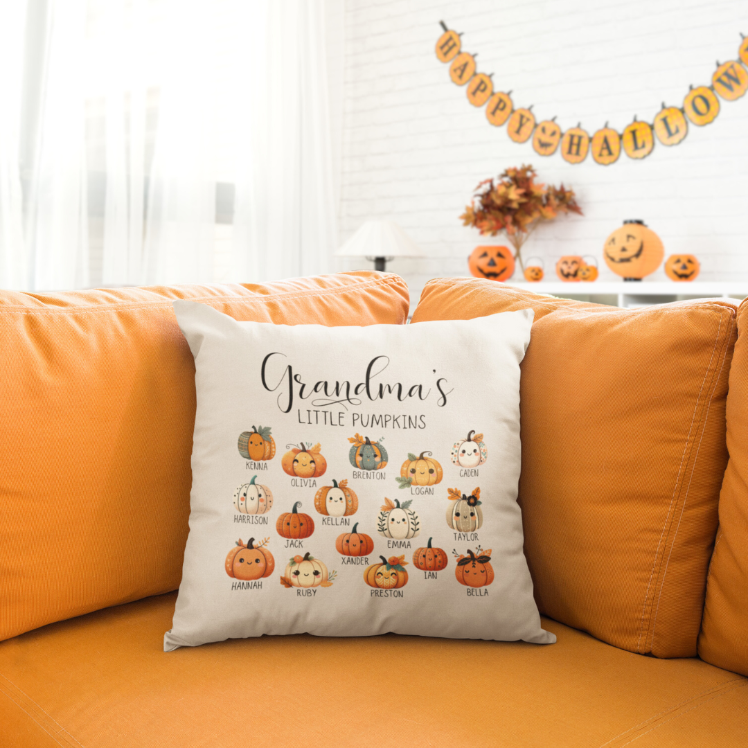 Personalized Grandma's Little Pumpkins Pillow Cover