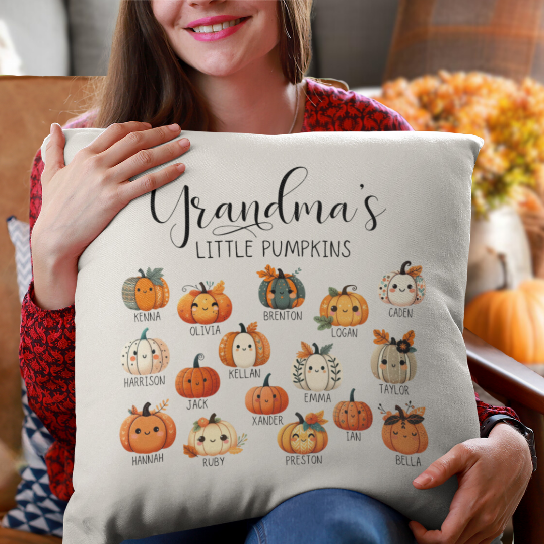 Personalized Grandma's Little Pumpkins Pillow Cover