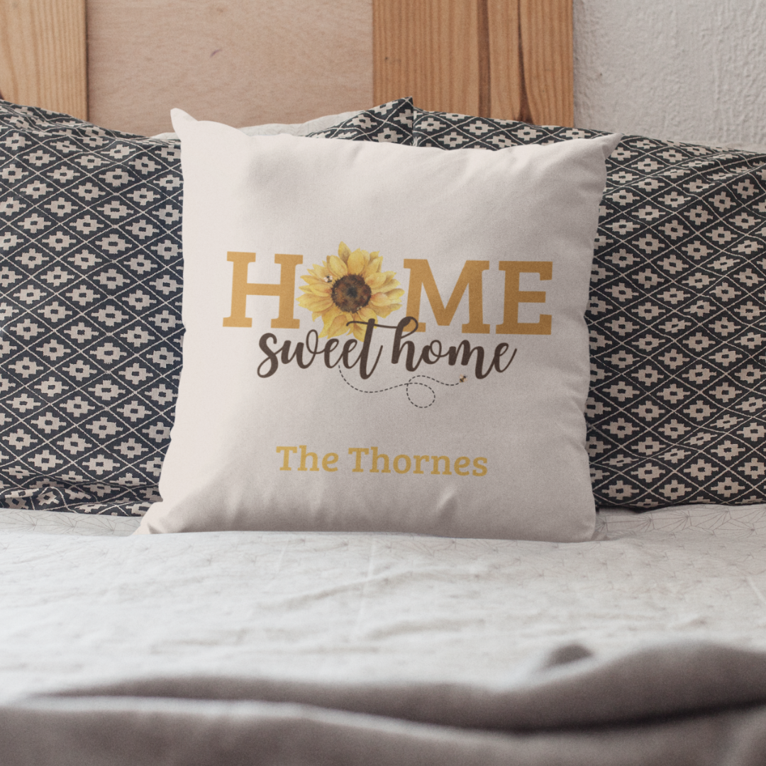 Personalized Home Sweet Home Sunflower Pillow Cover