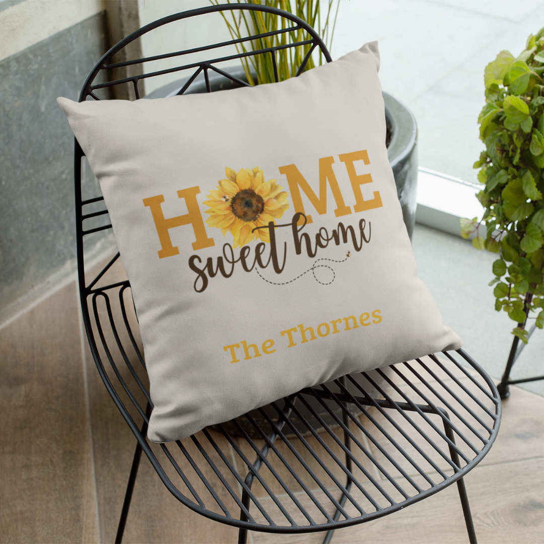 Personalized Home Sweet Home Sunflower Pillow Cover