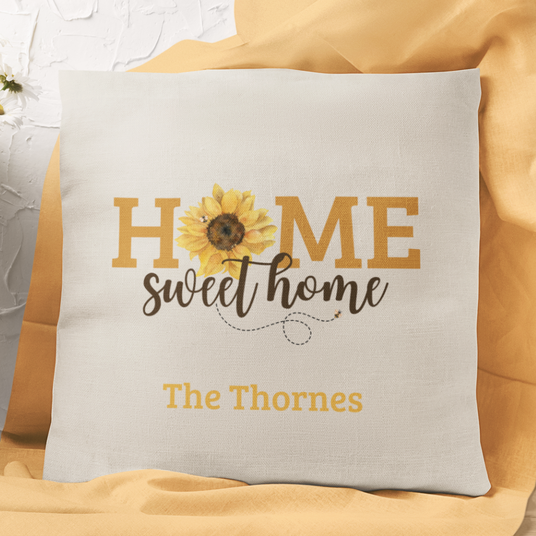 Personalized Home Sweet Home Sunflower Pillow Cover