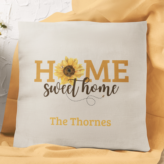 Personalized Home Sweet Home Sunflower Pillow Cover