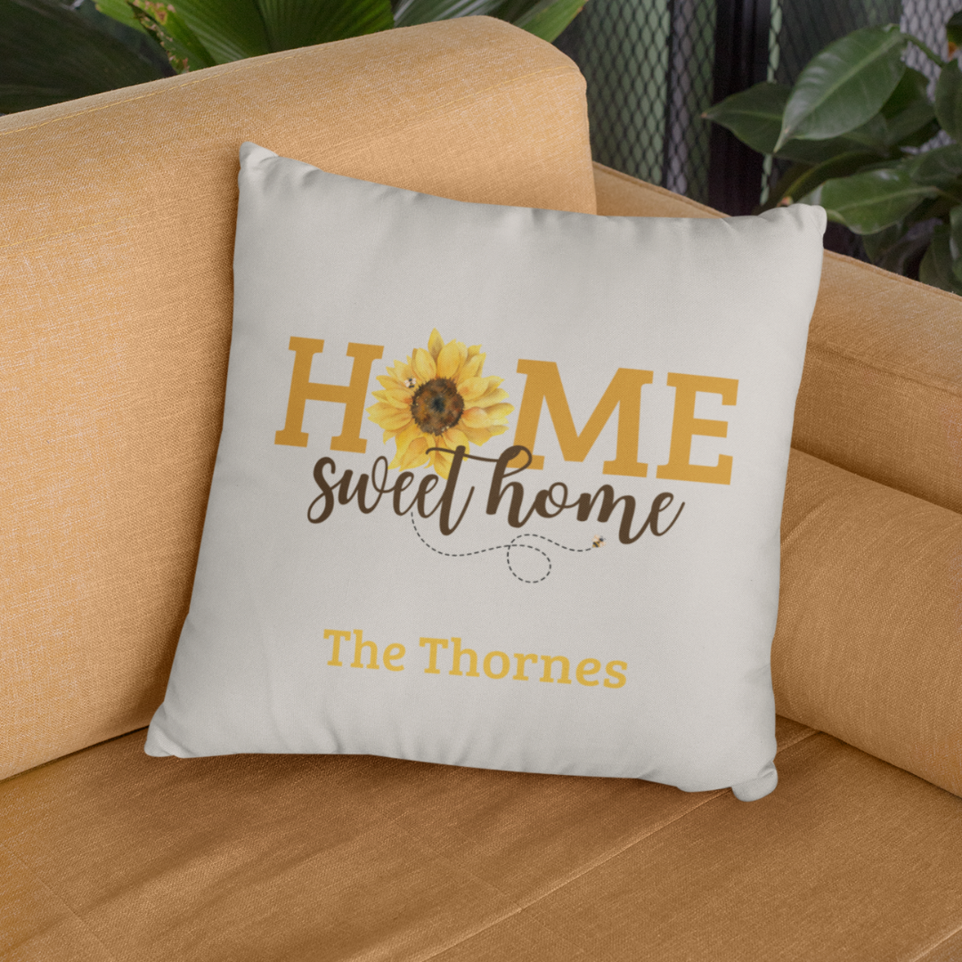 Personalized Home Sweet Home Sunflower Pillow Cover