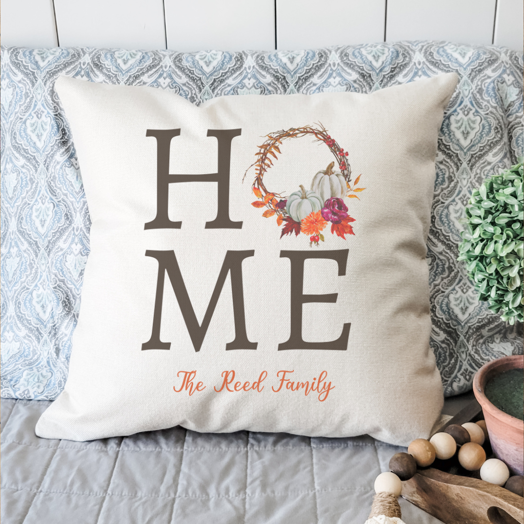 Personalized Home Wreath Pillow Cover