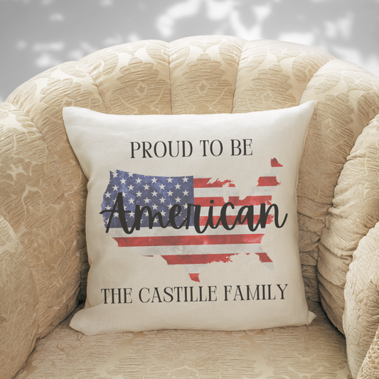 Personalized Proud To Be American Pillow Cover