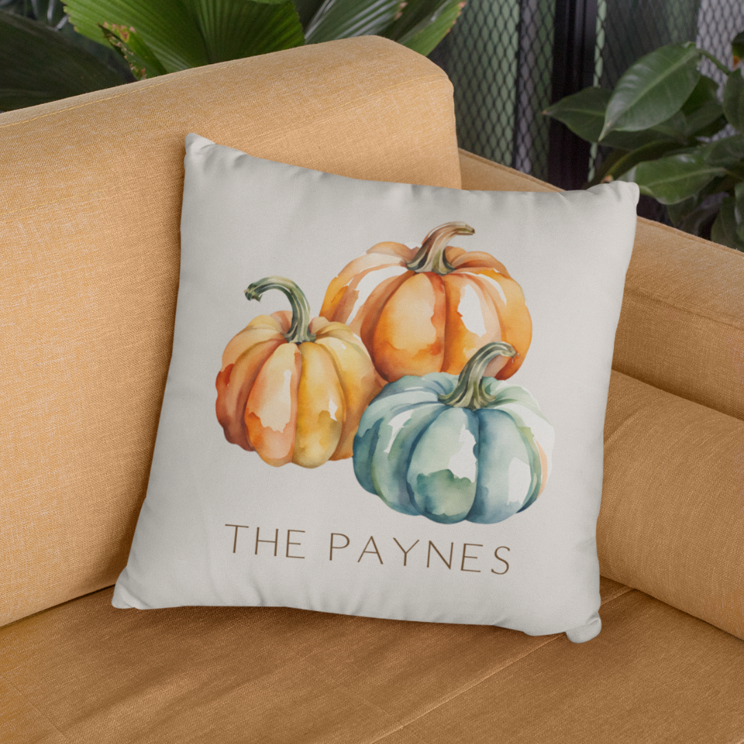 Personalized Pumpkin Trio Pillow Cover