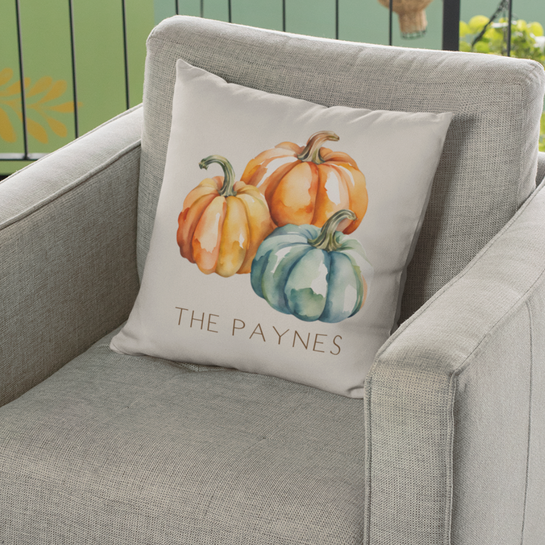 Personalized Pumpkin Trio Pillow Cover