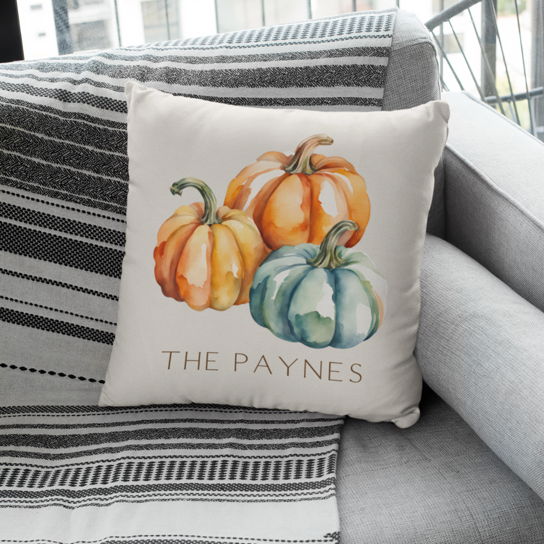 Personalized Pumpkin Trio Pillow Cover